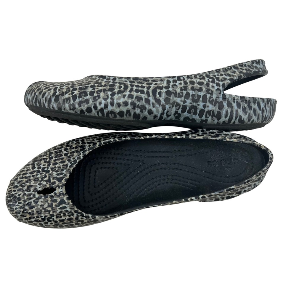 Crocs Women's Size 8‎ Leopard Print Slingback Flats Ballet Shoes